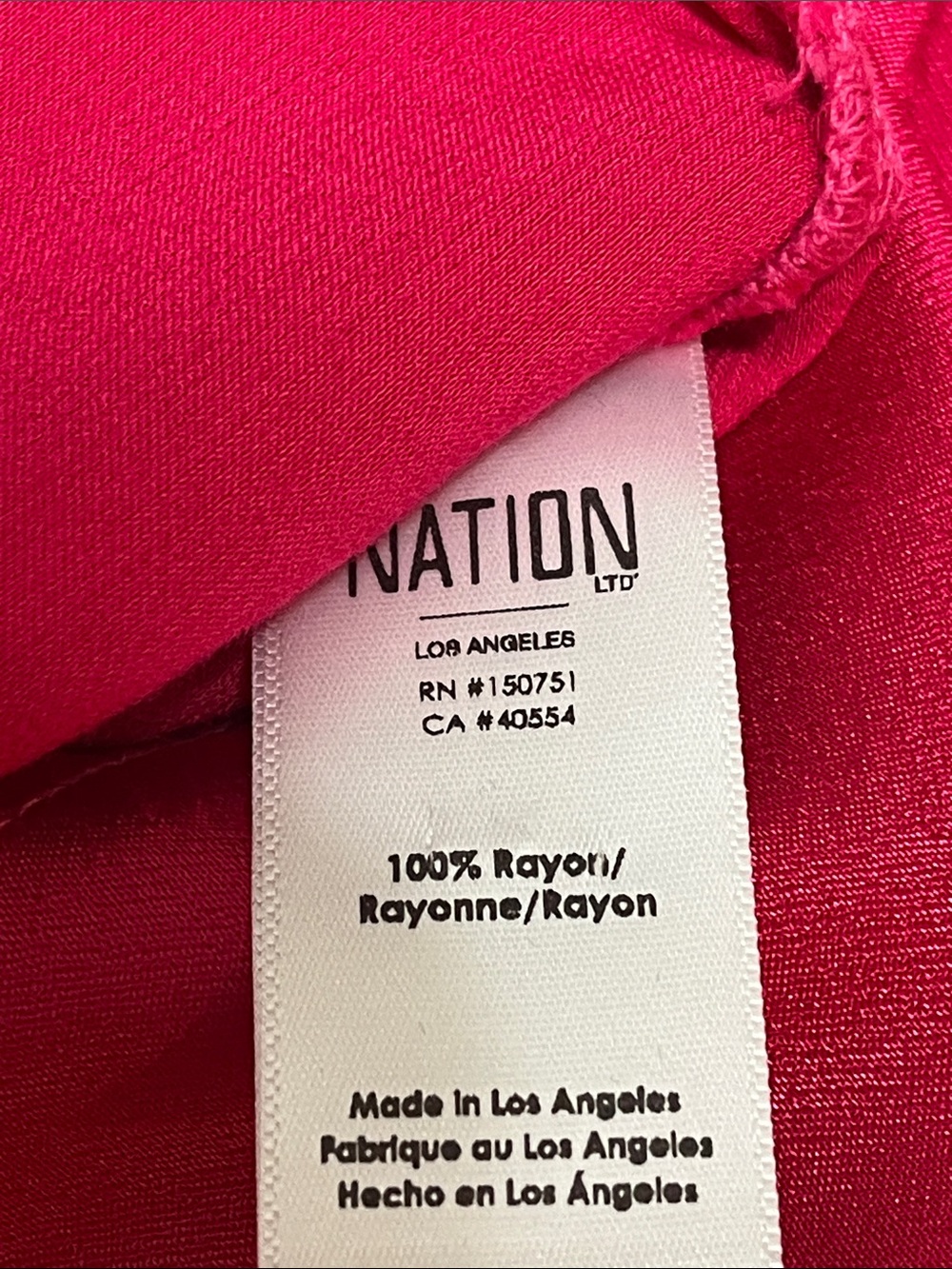 Nation LTD Satin Flutter Sleeve Blouse - Fuchsia - Picture 7 of 7